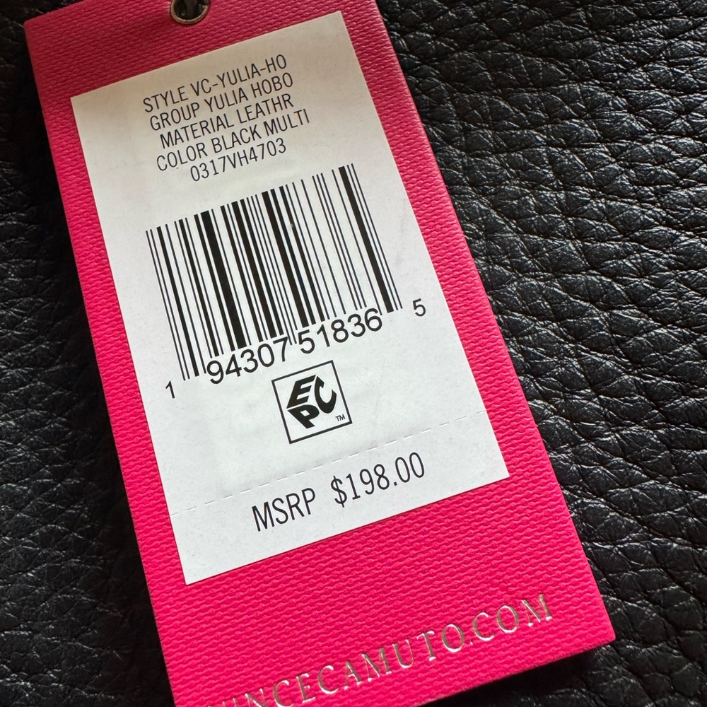 NEW Vince Camuto Black and Cream Leather Shoulder Bag - Picture 6 of 10